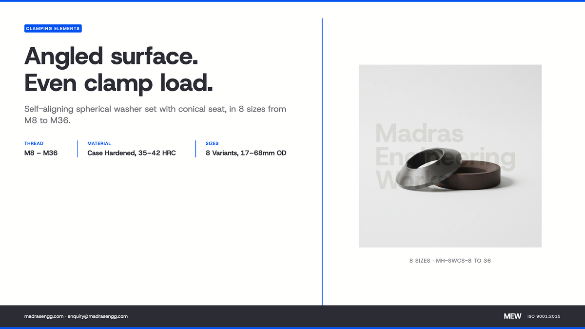 Spherical Washer with Conical Seat (MH-SWCS): Sizes, Dimensions, and When You Need a Self-Aligning Set
