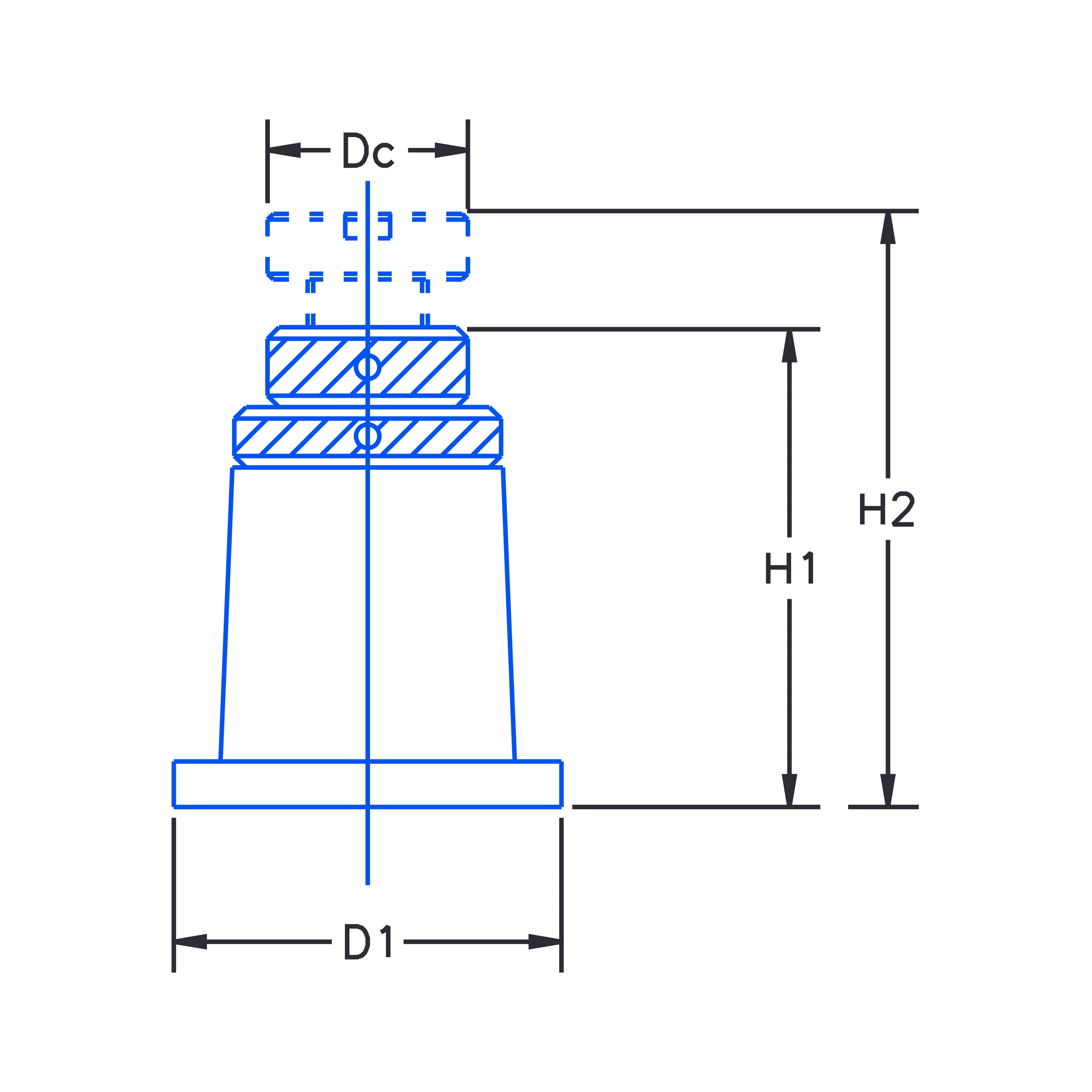 Broad base screw jack with lock nut