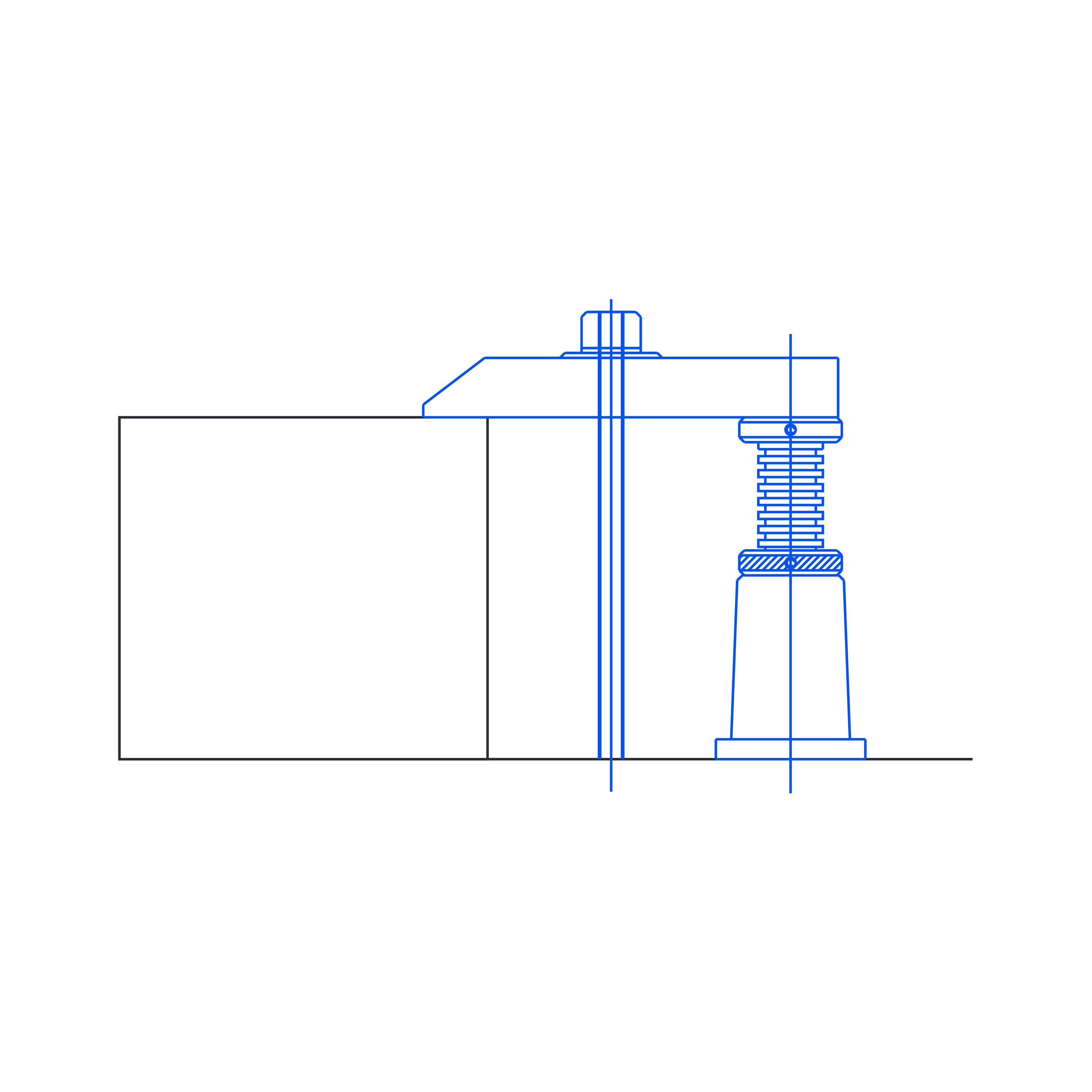 Screw jack with conical head and locknut